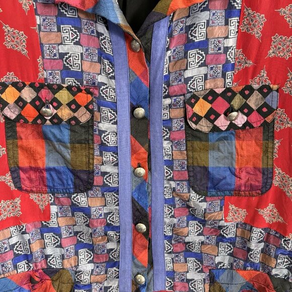 Vtg CANVASBACKS Women Jacket Size S Multicolor Silk Blend Long Sleeves hb-52 - Picture 3 of 13